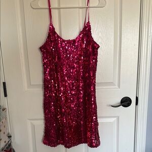 Pink Sequin Mini Dress